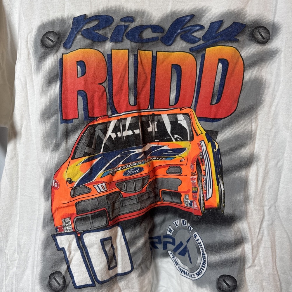VTG 90s Autographed Ricky Rudd #10 Tide Racing Tee Mens XL NASCAR‎ * Read* - Picture 3 of 16
